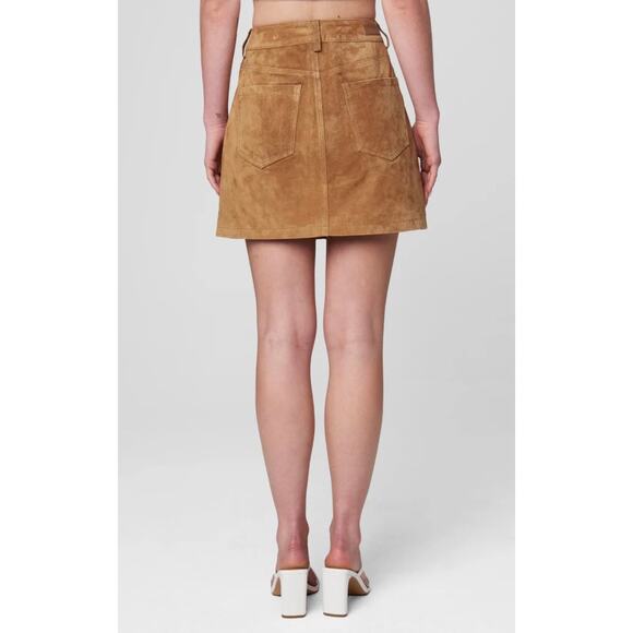 Blank NYC by Free People Women’s 26 Pecan Suede Leather Boho Mini Skirt NEW - Picture 2 of 7
